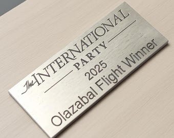 Engraved Silver Trophy Plate With Black Text & Logo, Outdoor Rated Metallic Composite Plaque, Silver Trophy Plaque, Engraved Silver Plaque