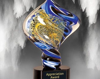 Creative Award, Glass Corporate Award, Personalized Unique Award, Engraved Corporate Award, Trophy, Retirement Gift, Employee Recognition