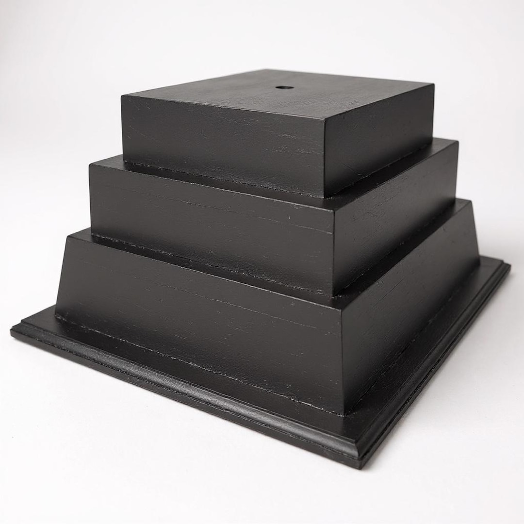 Black Tiered Trophy Base Engraved Trophy Base With Gold Brass Plates ...