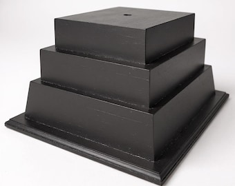 Black Tiered Trophy Base Engraved Trophy Base With Gold Brass Plates Black Wood Base Various Sizes Walnut Wood Trophy Base Pedestal Base