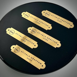 Engraved Solid Gold Brass Nameplate - Locker Plate, Memorial Plate, Frame Plate - Various Sizes - Decorative Brass Plaque With Hardware