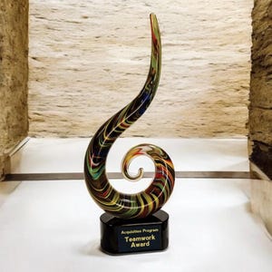 Corporate Award, Art Glass Award, Multi Colored Corporate Award, Gift for Colleague Hand Blown Custom Art Glass Award, Unique Creative Award