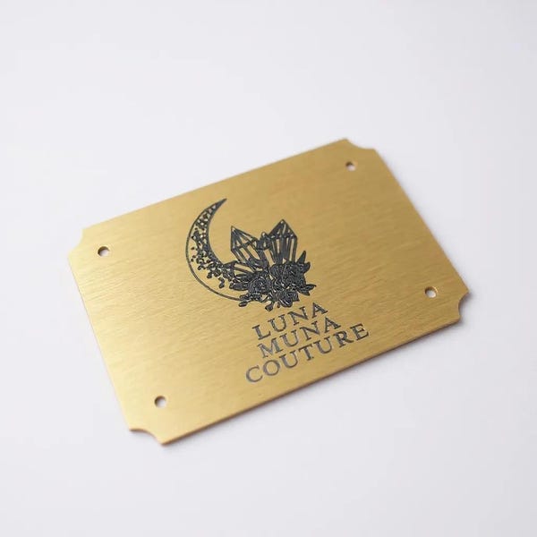 Gegraveerde messing plaquette met logo gegraveerde messing plaat voor bedrijfslogobord gegraveerde urnplaat, vlagbehuizing Aangepast formaat Geplakt messing bord