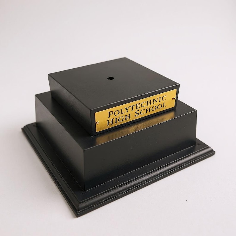 Tiered Trophy Base Engraved Trophy Base With Gold Brass Plates Black ...