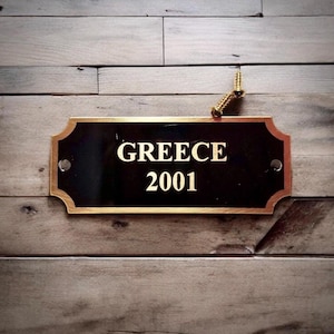 Engraved Brass Nameplate, Black Painted Brass Plaque, Laser Engraved Black Brass Plate, Custom Size Personalized Brass Plate, Metal Sign