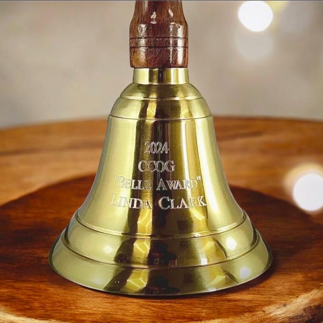 Engraved Solid Brass Handbell Wooden Handle - School Bell - Teacher ...