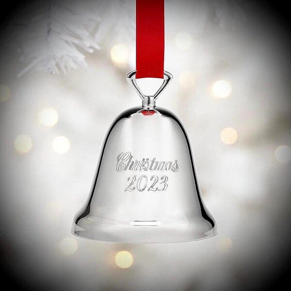 Shiny silver jingle bell ornament