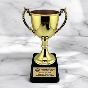 Goldene Trophäentasse - Verschiedene Größen - Trinkbare Trophäentasse - Fantasy Football Trophäentasse - Gold Perpetual Trophy - Wandertrophäe mit Updates