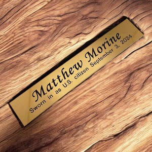 Stick On Adhesive Brass Plate - Create Your Own Brass Plaque - Engraved Brass Plate Black Text - Custom Size Personalized Brass Sign