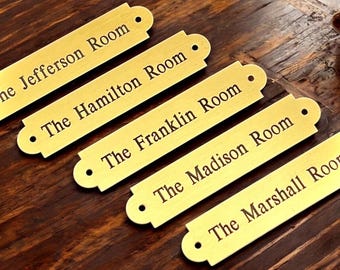 Engraved Solid Gold Brass Nameplate - Locker Plate, Memorial Plate, Frame Plate - Various Sizes - Decorative Gold Brass Plaque With Hardware
