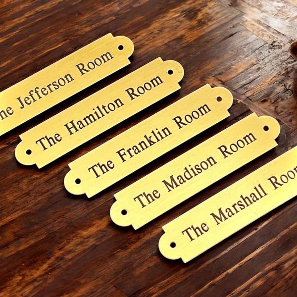 Engraved Solid Gold Brass Nameplate - Locker Plate, Memorial Plate, Frame Plate - Various Sizes - Decorative Gold Brass Plaque With Hardware