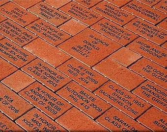 Adoquín conmemorativo de ladrillo rojo grabado, ladrillo cuadrado, ladrillo grabado con texto y logotipo personalizados, adoquín grabado a medida, ladrillo rojo grabado