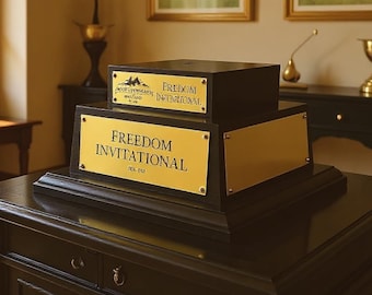 Black Trophy Base Engraved Trophy Base With Gold Brass Plates Black Wood Base Various Sizes Walnut Wood Trophy Base Pedestal Black Base