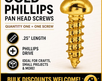 1/4” #2  Gold Phillips Screw, 1/4” #2  Black Phillips Screw, 1/4” #2  Silver Phillips Screw, Tiny Metal Screw, Plaque Screw, Small Screws