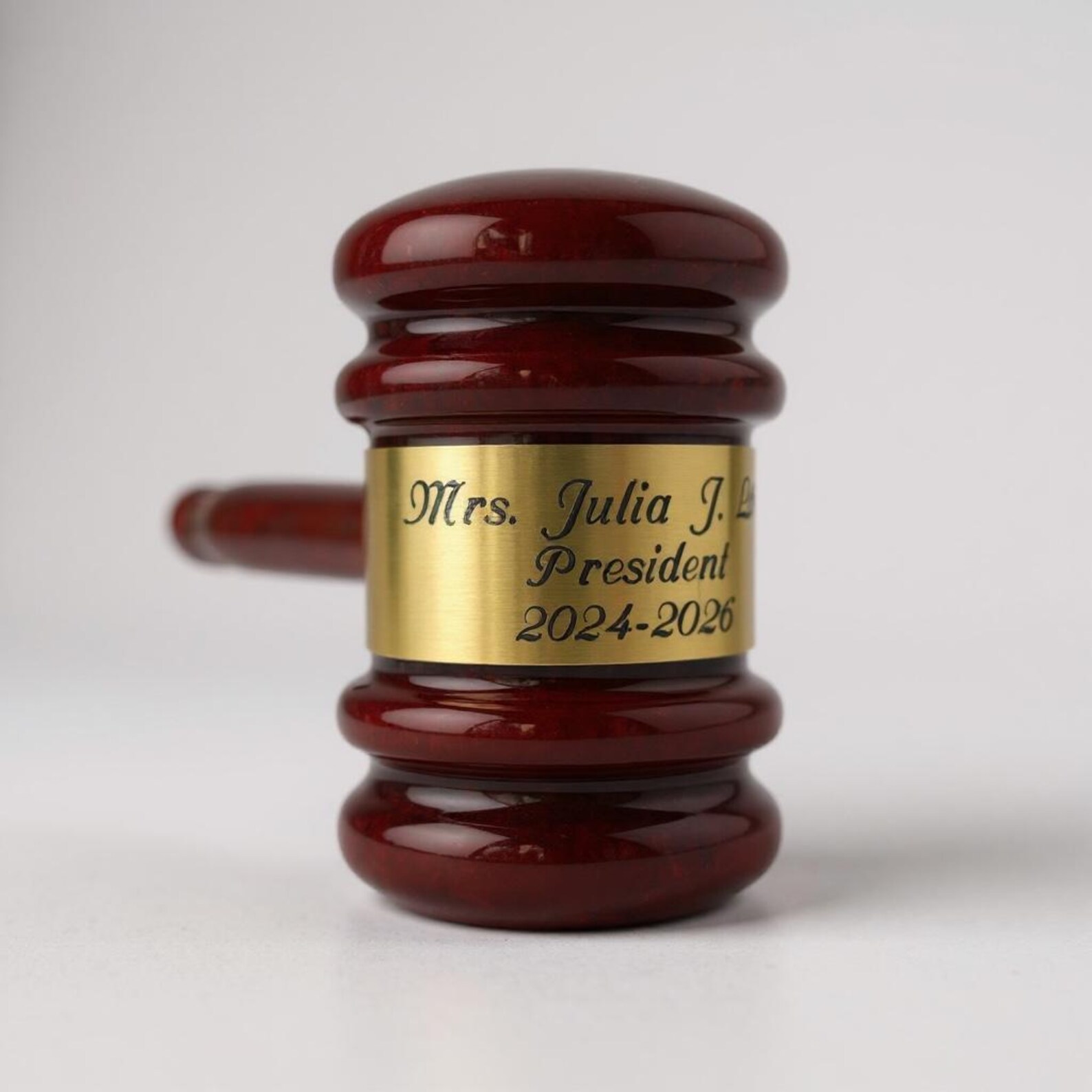 Rosewood Judges Gavel With Custom Engraved Brass Plate, Handheld Red ...