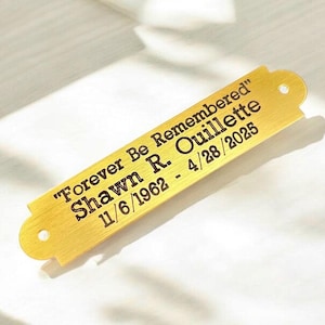 Engraved Memorial Urn Nameplate - Locker Plate Memorial Plate Frame Plate Various Sizes Decorative Solid Gold Brass Plaque Hardware Included