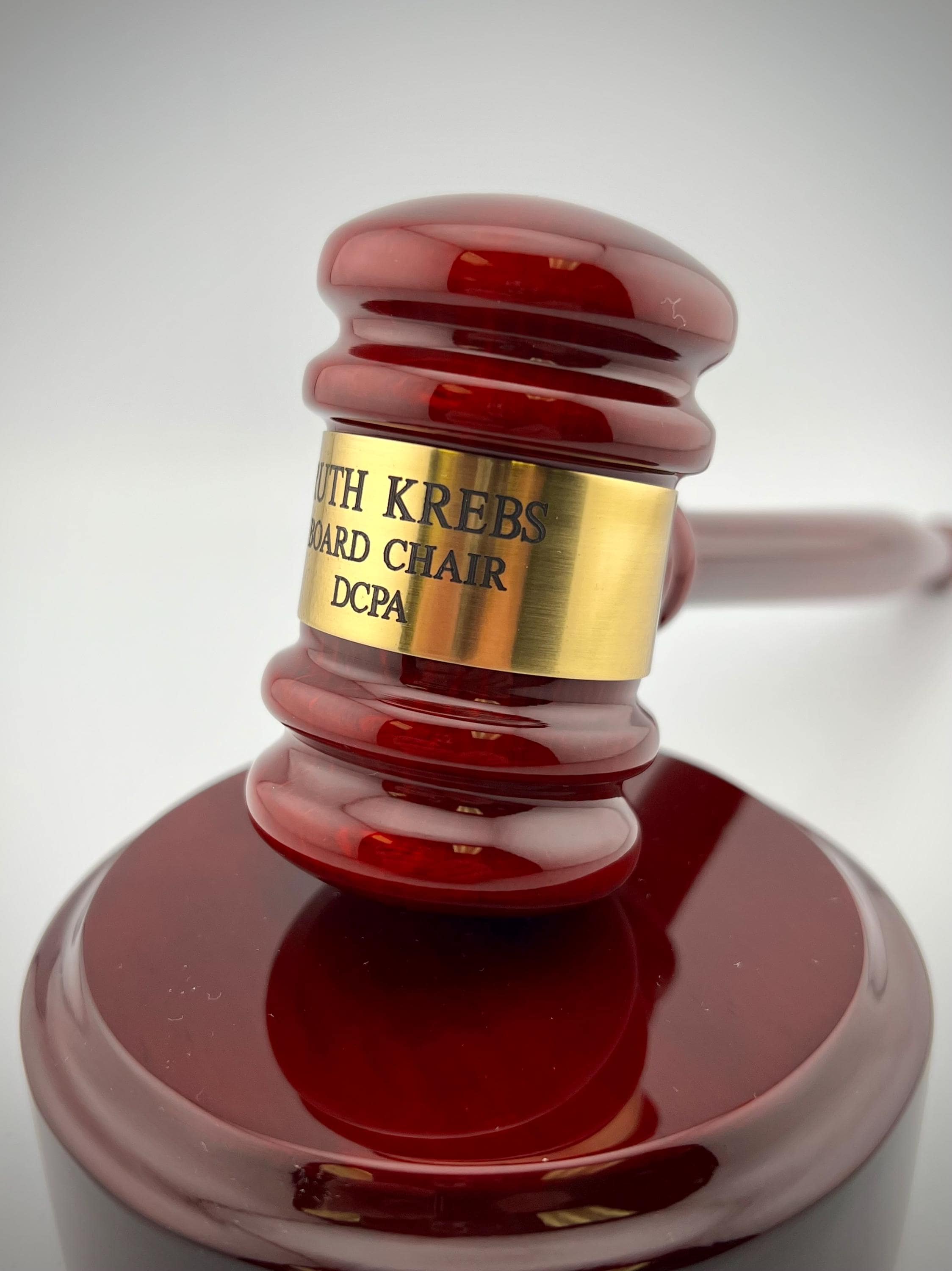 Rosewood Judges Gavel With Custom Engraved Brass Plate, Handheld Red ...