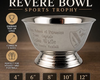 Custom Engraved Hockey Trophy, Stanley Cup Style Silver Trophy Bowl, Custom Silver Revere Bowl Football Trophy With Custom Logo or Text