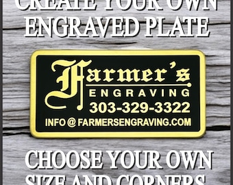 Engraved Brass Nameplate, Black Painted Brass Plaque, Laser Engraved Black Brass Plate, Custom Size Personalized Brass Plate, Metal Sign