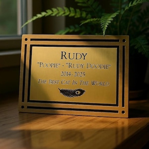 Engraved Gold Nameplate, Brass Plaque, Cast Bronze Memorial Plate, Gold Plaque, Bench Plaque, Heavy Duty Engraved Brass with Logo & Hardware