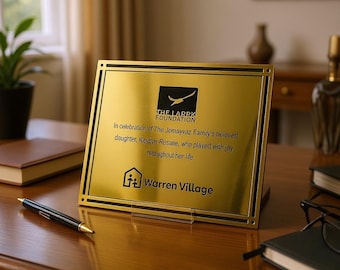 Engraved Gold Nameplate Plaque, Cast Bronze Memorial Plate, Gold Plaque, Bench Plaque, Heavy Duty Engraved Thick Bronze Tone Plaque Sign