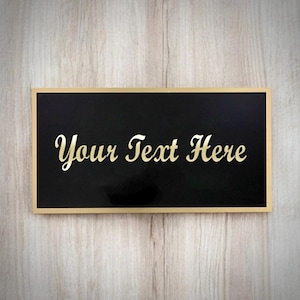 Engraved Brass Nameplate, Black Painted Brass Plaque, Laser Engraved Black Brass Plate, Custom Size Personalized Brass Plate, Metal Sign