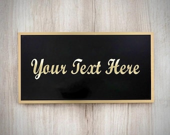 Engraved Brass Nameplate, Black Painted Brass Plaque, Laser Engraved Black Brass Plate, Custom Size Personalized Brass Plate, Metal Sign