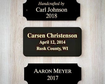 Engraved Brass Nameplate, Black Painted Brass Plaque, Laser Engraved Black Brass Plate, Custom Size Personalized Brass Plate, Metal Sign
