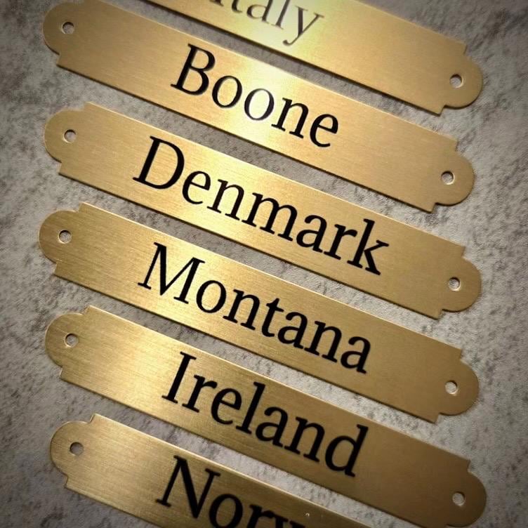 Engraved Solid Gold Brass Nameplate - Locker Plate, Memorial Plate, Frame Plate - Various Sizes - Decorative Brass Plaque With Hardware