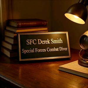 Military Engraving, Flag Case, Brass Nameplate, Black Painted Brass Plaque, Laser Engraved Black Brass Plate, Custom Size, Brass Plate