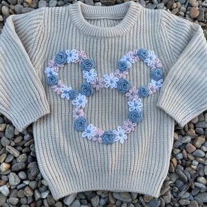 Ready to ship Hand embroidered Mickey Mouse sweatshirt