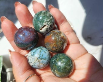 Beautiful natural mini moss agate spheres 19-21mm