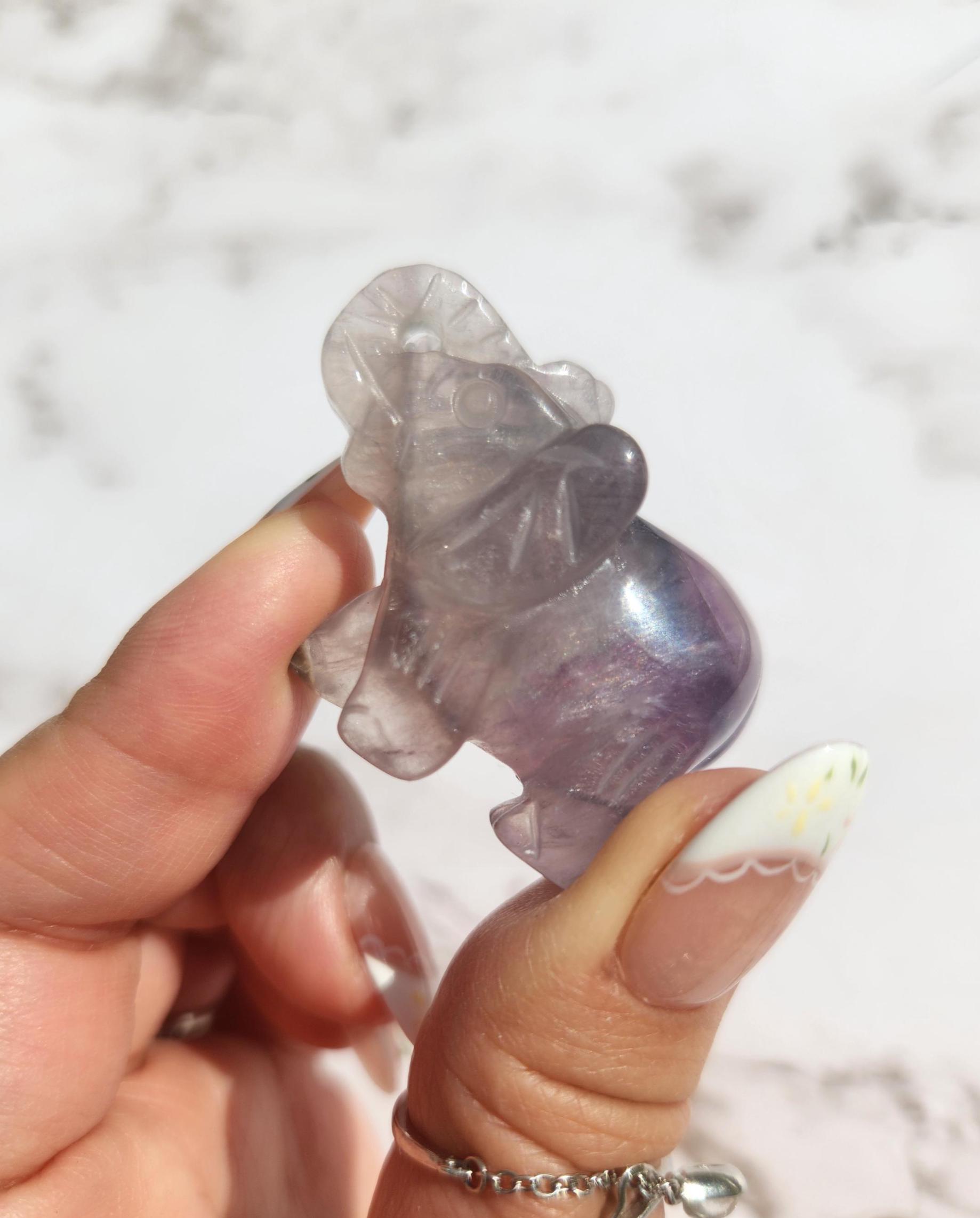 Beautiful hand carved fluorite elephant 18A