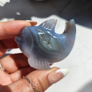 Bellissima scultura in agata drusa a forma di delfino, agata naturale, autoportante, decorazione per la casa 21E