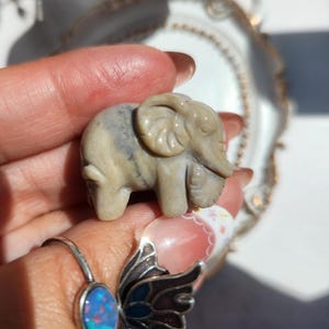 Gorgeous hand carved mini alashan agate elephant, self standing, natural alashan agate 12B