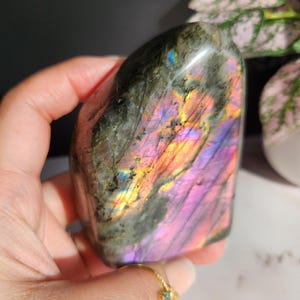 Beautiful purple, pink, and white labradorite free form from Madagascar, natural labradorite