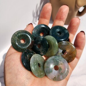 Beautiful natural moss agate donut  30-31mm