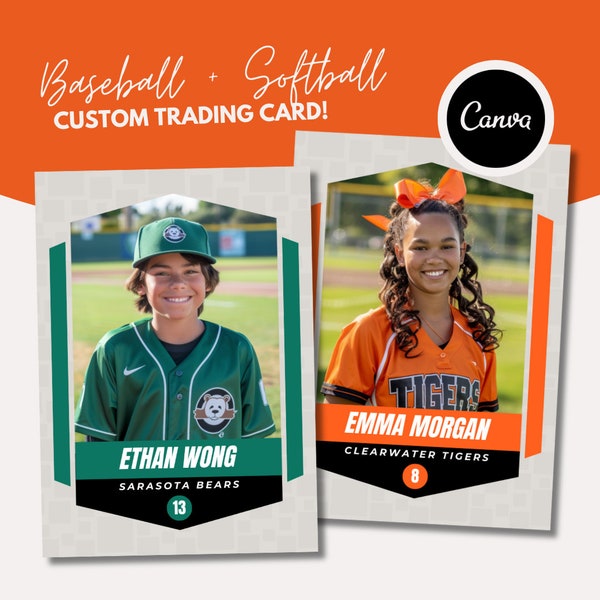 Baseball Softball Custom Card, Canva Template, Trading Sport Card, Editable, Gift for Athlete, Player, Unique Team Keepsake, Create Your Own
