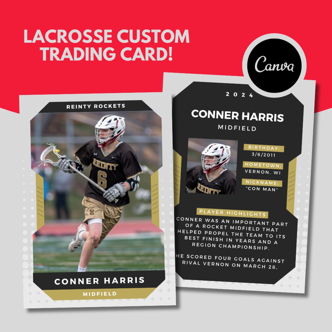 Custom Lacrosse Card, Canva Template, Trading Sports Card, Easy Edits ...
