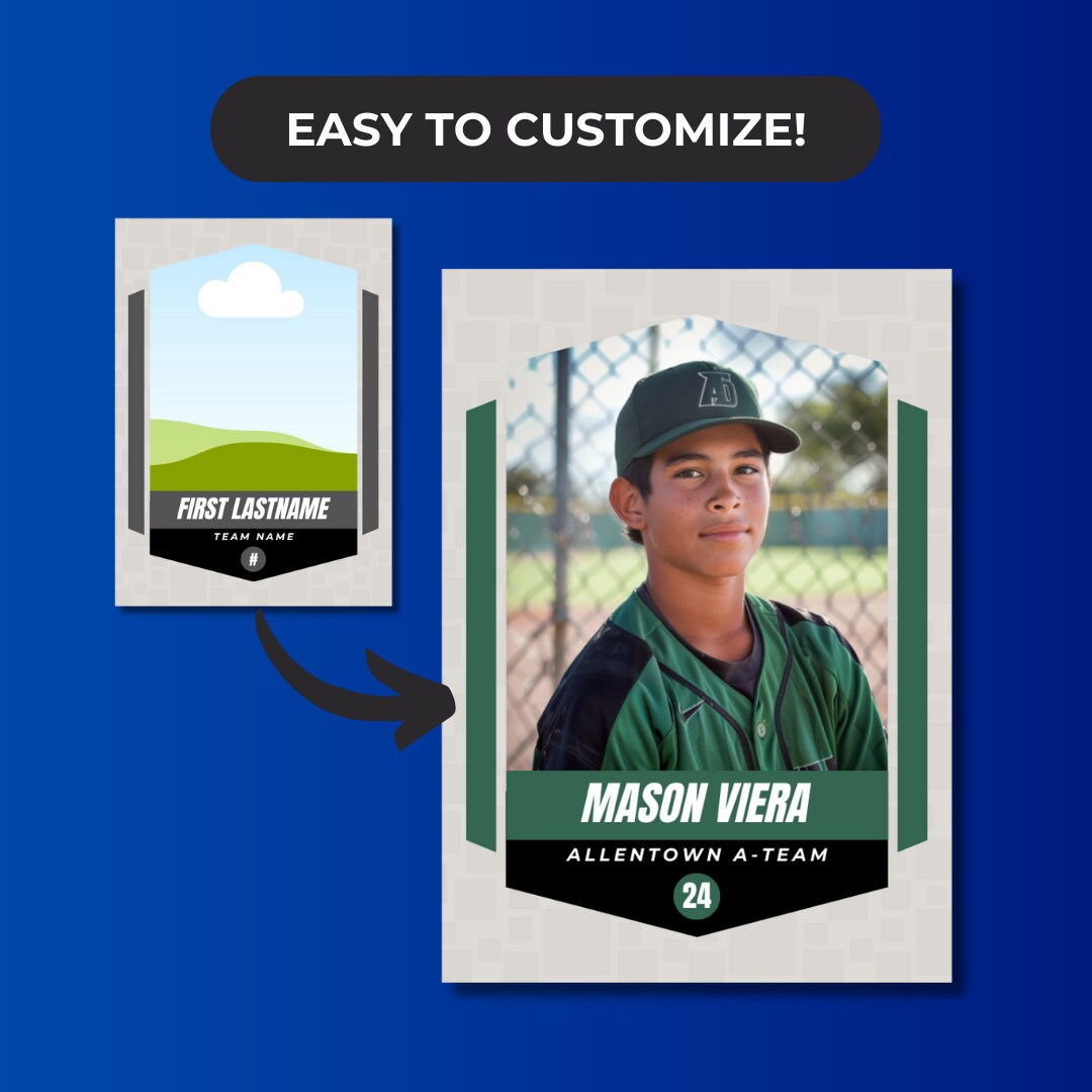 Custom Sports Card Canva Template, Customizable Athlete Trading Card, Easy Edits, Gift for Boy