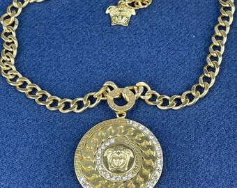 Vintage Versace Chain Medusa Necklace RARE