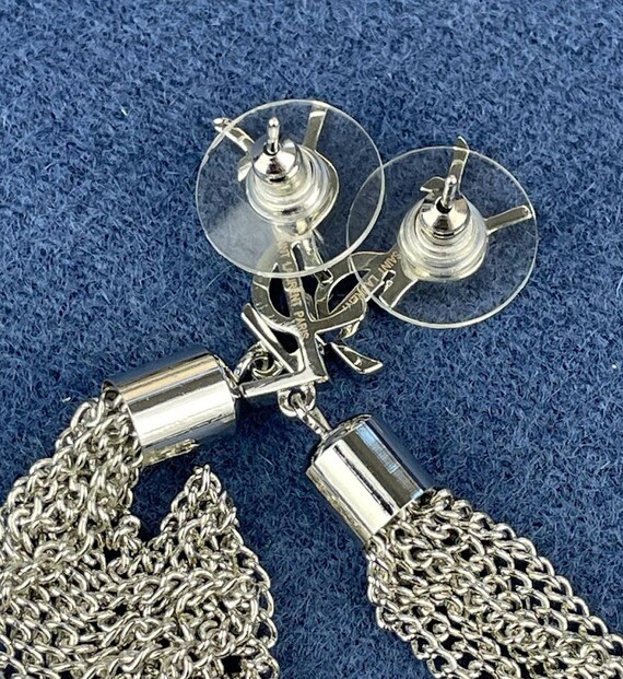 Vintage Silver Yves Saint Laurent Drop Earrings - image 5