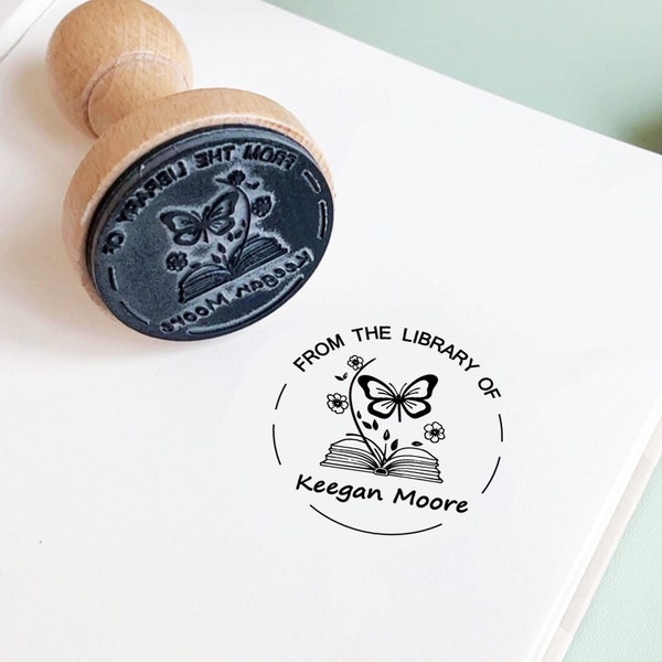 Custom Book Stamp, Self Ink Stamp, Personalized Book Stamp, From the Library of, Book Lover, Bookplate Stamp, Address Stamp, Teacher Stamp
