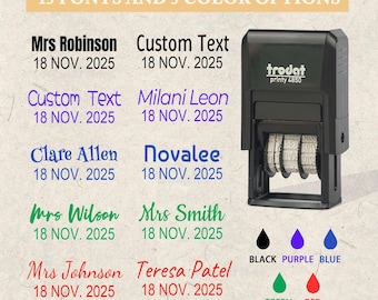 Sello de fecha personalizado para el profesor: texto ajustable, regalo que ahorra tiempo