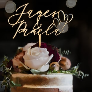 Custom Wedding Cake Topper Personalized Cake Topper for Wedding Gift Engagement Cake Topper with Heart Bridal Shower Cake Topper