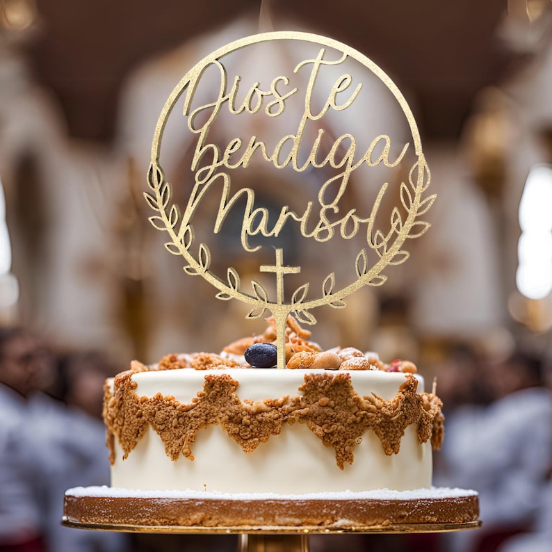 Benutzerdefinierte Taufe Kuchen Topper personalisiert Gott segne Kuchen Topper Kreuz Taufe Kuchen Topper Erstkommunion Kuchen Topper Taufe Geschenk Bild 11