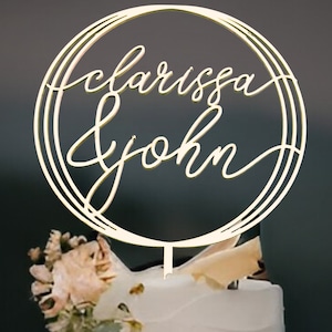 Personalized Name Wedding Cake Topper Custom Cake Toppers for Wedding Engagement Cake Topper Anniversary Cake Topper Wood Wedding Gift