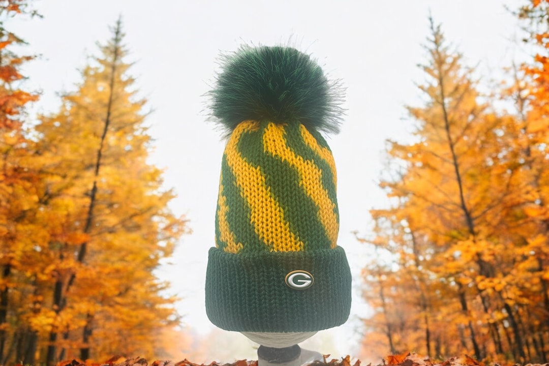 Green Bay Packers Inspired Green and Gold Sports Fan Beanie With Pom ...