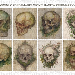 Botanical Skull Paper Grunge Distressed Botanical Anatomy Digital Papers Forest Gothic Dark Botanical Art Junk Journal Pages Ephemera image 7