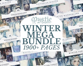 Mega Bundle diario di cianfrusaglie Witchy Winter, carte per album fantasy, oltre 1900 effimeri stampabili incantati